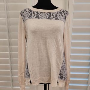 Rebecca Taylor Lace Panel Light Sweater